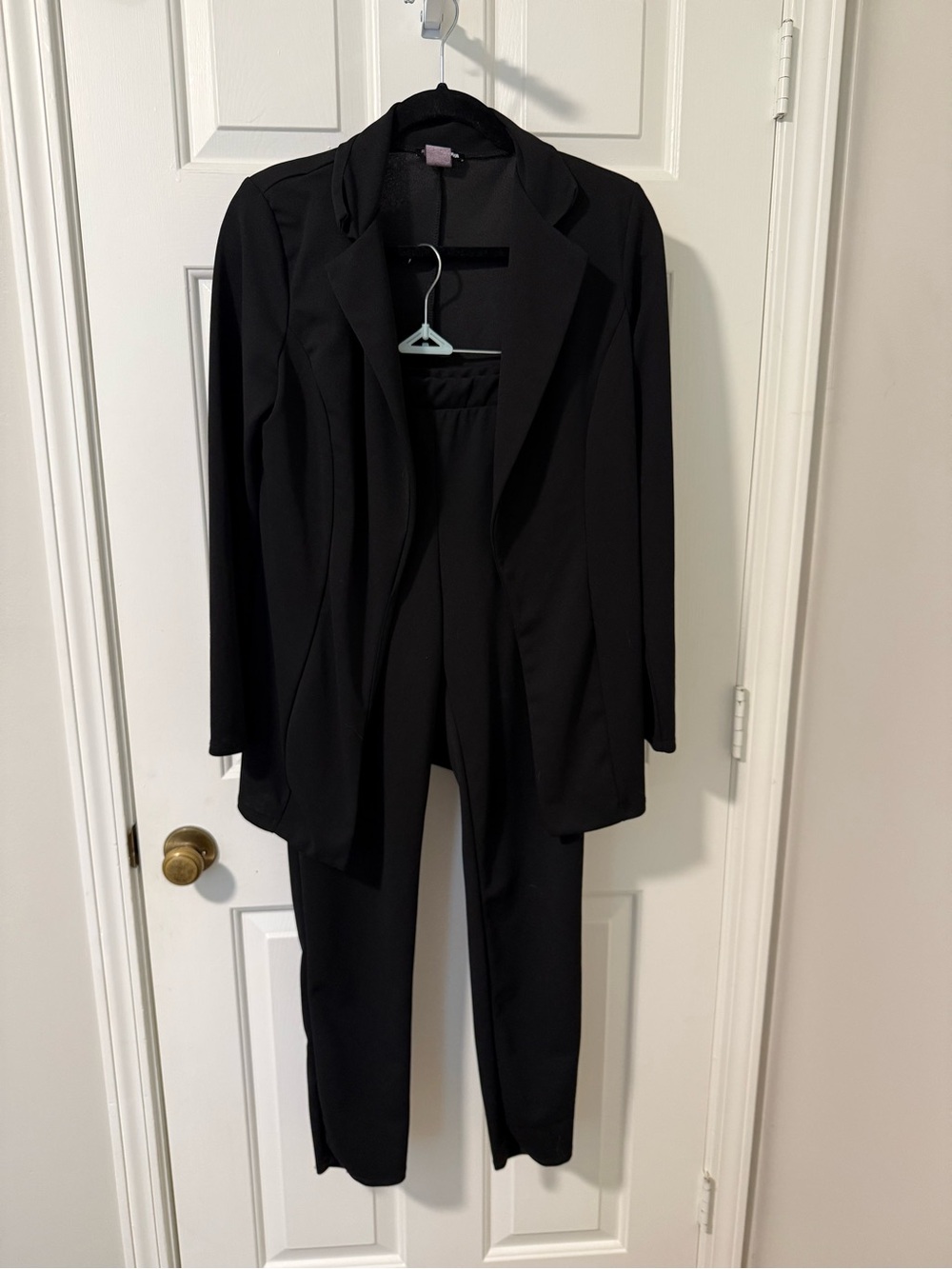 Fashion Nova Black Ponte Knit Blazer & Pants Suit